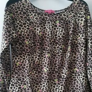 Betsey Johnson Cheetah & Roses Top